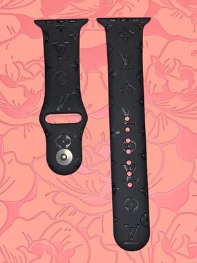 Louis Vuitton Black Embossed Monogram Sport Apple Watch Strap